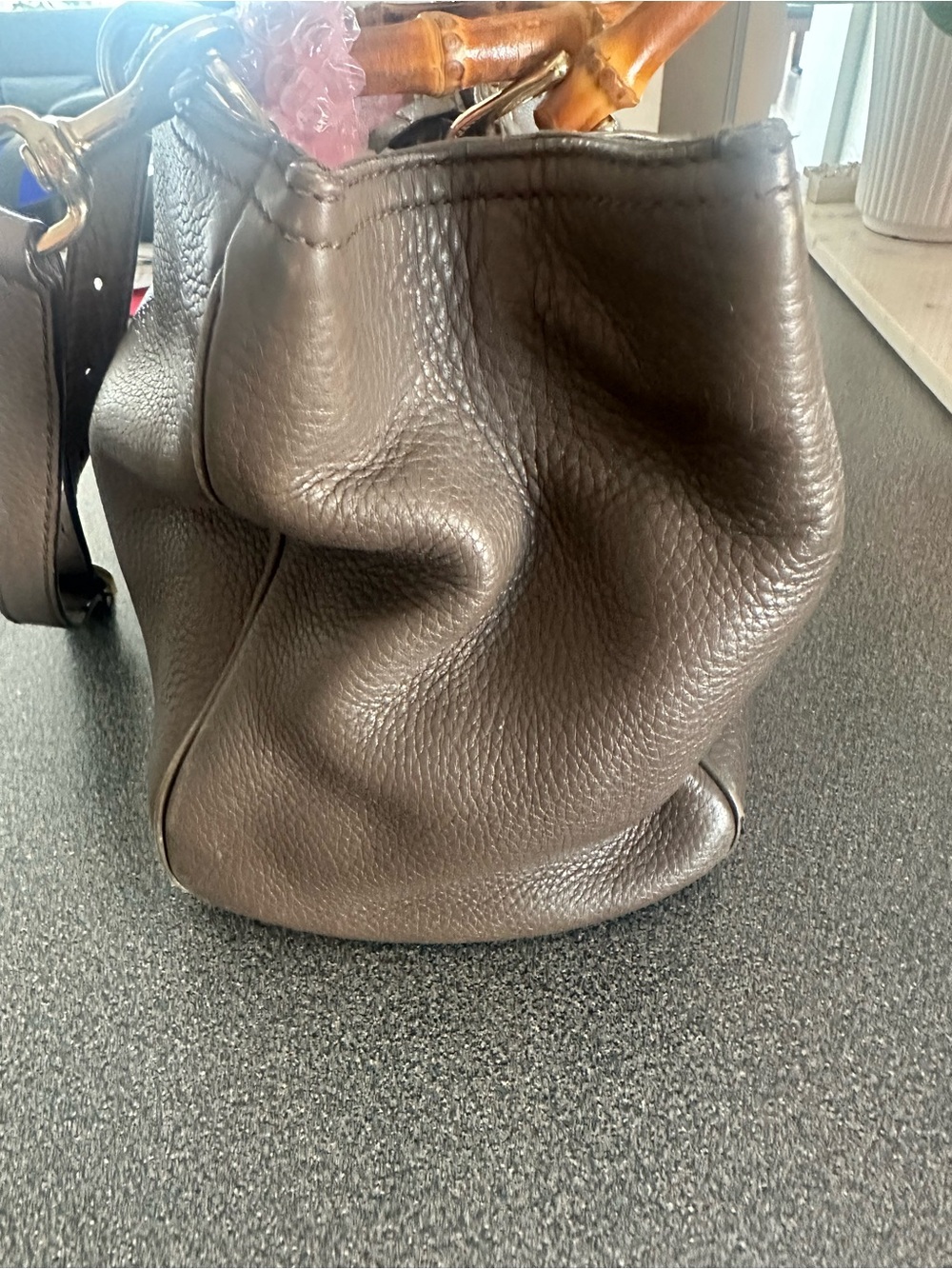 Gucci Chocolate Brown Leather Satchel with Bamboo Handle - Picture 3 of 4